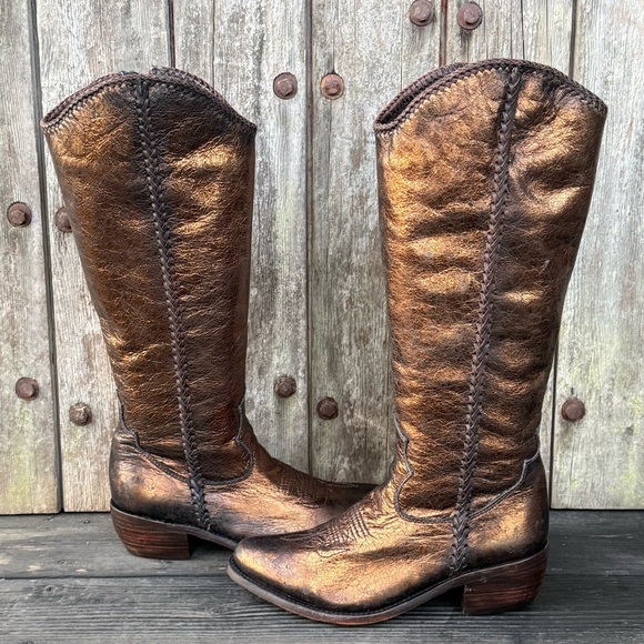 Liberty Black Antiqued Metallic Bronze Tall Women's Braided Cowboy Boots